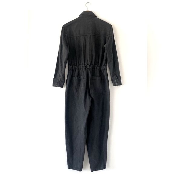 Free People Quinn Coverall Jumpsuit Black Cotton Wide Leg Boho Urban Casual - Picture 4 of 16